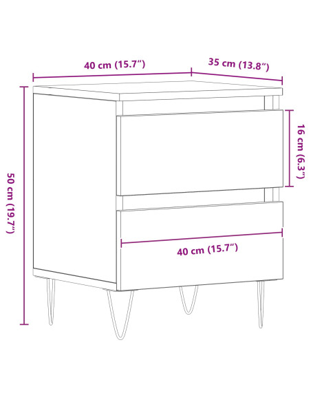 Armadio da Notte 2 pcs Legno vecchio 40 x 35 x 50 cm