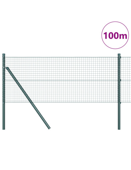 Recinzione A Filo Saldato  con 13 Pali Verde 0,4x100 m Acciaio