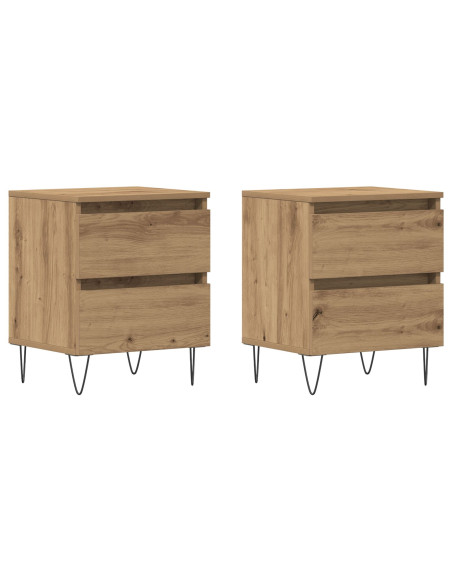 Comodini 2 pcs Rovere Artigianale 40x35x50 cm Legno Ingegnerizzato