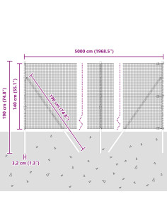 Palo della recinzione Verde 50 x 1,4 m (rete 16 x 16 mm) 2