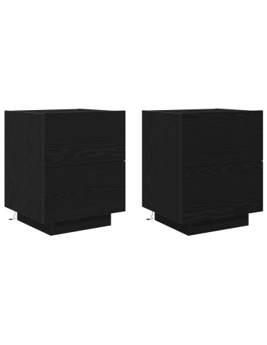 Armadio da Notte con cassetto 2 pcs Rovere Nero 45 x 40 x 55 cm
