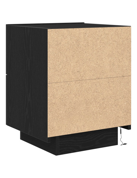 Comodini con Luci LED 2 pz Nero Rovere 45x40x55 cm