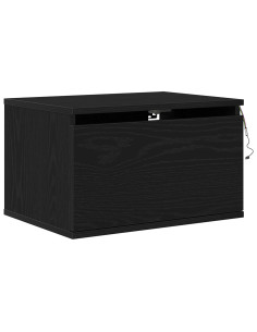 Mobiletto da comodino a parete Rovere Nero 50 x 36 x 30 cm