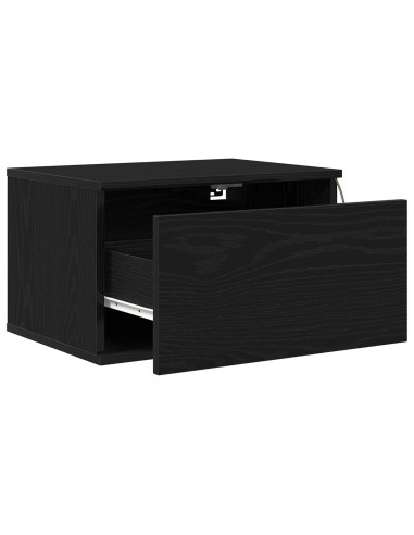 Mobiletto da comodino a parete Rovere Nero 50 x 36 x 30 cm