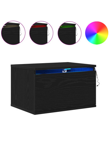 Mobiletto da comodino a parete Rovere Nero 50 x 36 x 30 cm