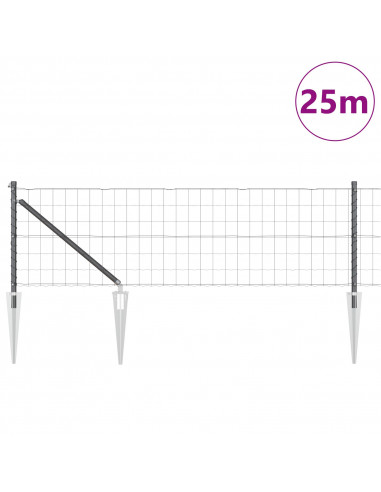 Recinzione Euro  con 13 pali a punta 0.6x25 m in acciaio zincato grigio