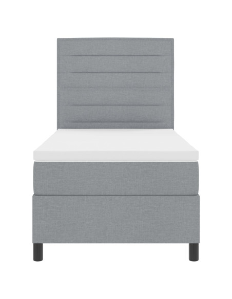 Letto a molle con materasso Grigio chiaro 100 x 200 cm Tessuto