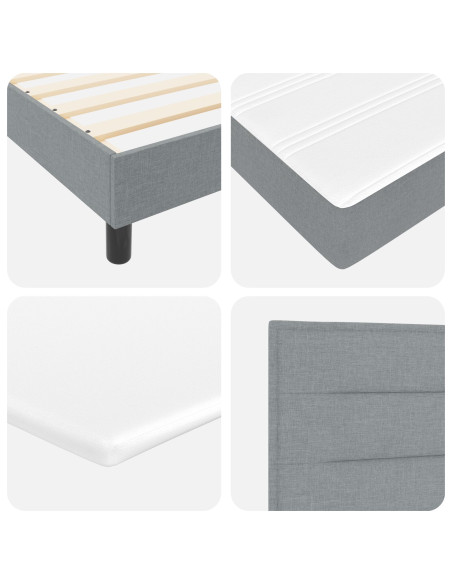 Struttura Letto  con Materasso Grigio Chiaro Tessuto 100 x 200 cm