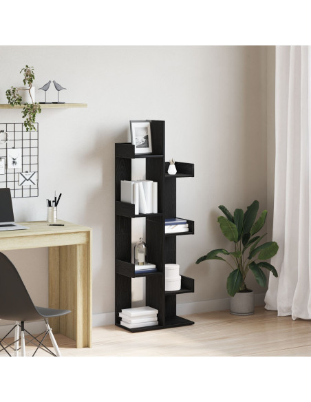 Libreria  Nera in Rovere 48x25,5x140 cm in Legno Ingegnerizzato