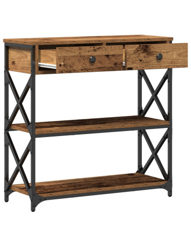 Tavolo Consolle con cassetto Legno vecchio 75 x 28 x 75 cm