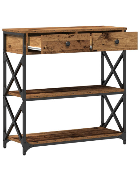 Tavolino in Legno Vintage 75x28x75 cm in Legno Ingegnerizzato e Acciaio