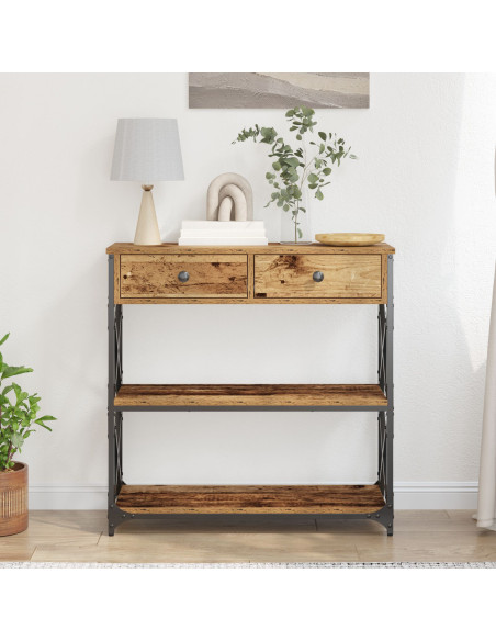 Tavolo Consolle con cassetto Legno vecchio 75 x 28 x 75 cm