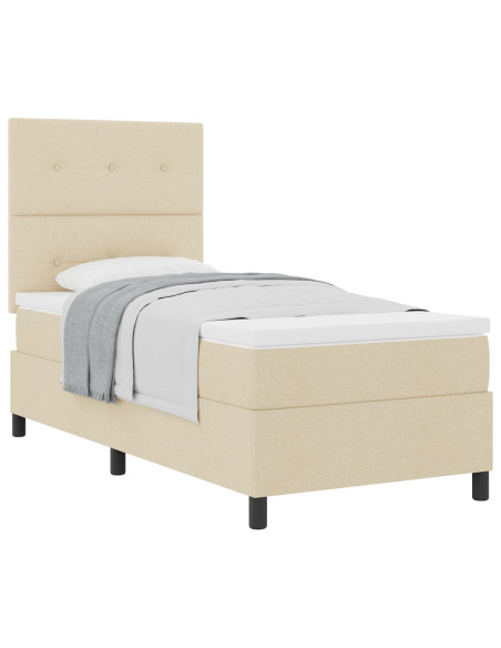 Letto a molle con materasso Crema 90 x 200 cm Tessuto