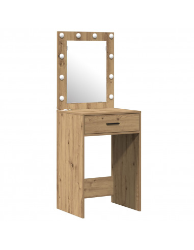 Set di Toeletta in 2 Pezzi  con LED in Legno Ingegnerizzato Rovere Artigianale