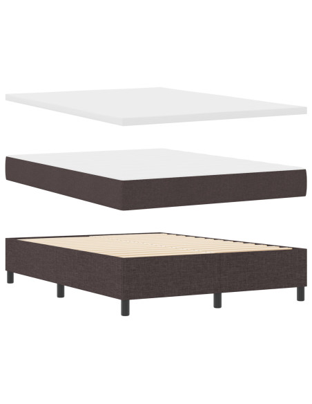 Letto a molle  con materasso e panchina marrone scuro 160x200 cm tessuto