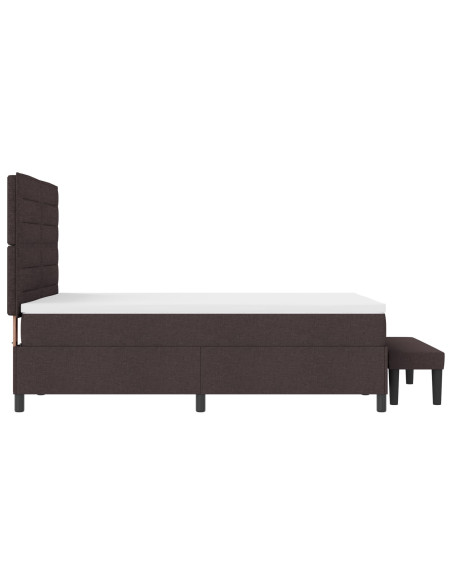 Letto a molle  con materasso e panchina marrone scuro 160x200 cm tessuto