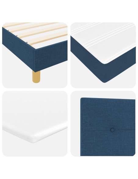 Letto a Sorgente LED con materasso Blu 100 x 200 cm Tessuto