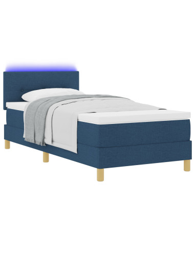 Letto a Sorgente LED con materasso Blu 100 x 200 cm Tessuto