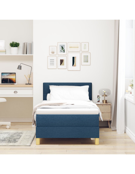 Letto a Molle con Materasso & LED Blu 100x200 cm Tessuto