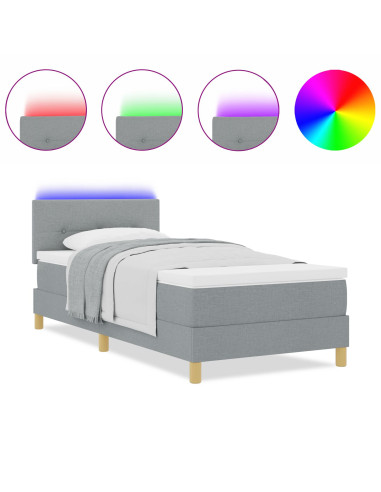 Letto a Sorgente LED con led Grigio chiaro 100 x 200 cm Tessuto