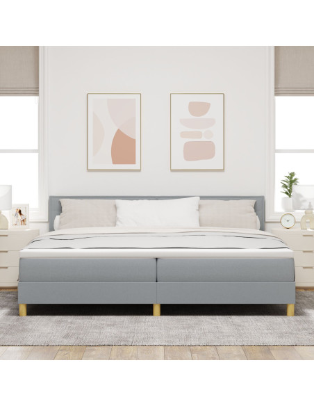 Letto Box Spring con Materasso & Luce LED Grigio Chiaro 200x200 cm Tessuto