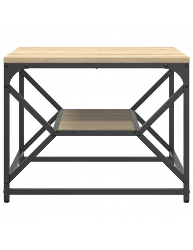 Tavolino da Caffè con Ripiano in Rovere di Sonoma – 51x50x40 cm – Realizzato in Legno Ingegnerizzato
