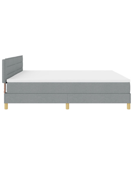 Letto Box Spring con Materasso & Luce LED Grigio Chiaro 200x200 cm Tessuto