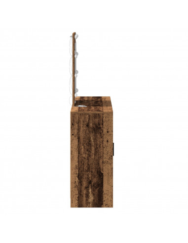 Tavolo da toeletta  con luci LED Legno Antico 102x33x135 cm