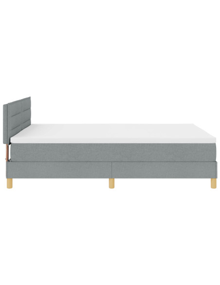 Letto Box Spring con Materasso & LED Grigio Chiaro 160x200 cm Tessuto