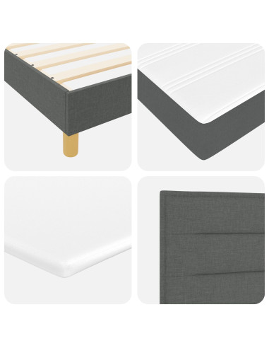 Letto a Sorgente LED con led Grigio scuro 140 x 200 cm Tessuto