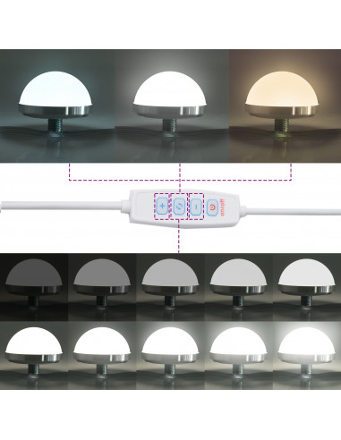 Tavolo da Trucco  con Luci LED in Grigio Cemento, 50x41x135 cm