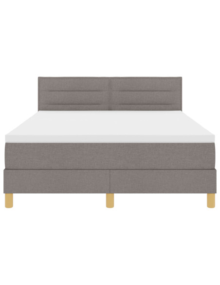 Letto Box Spring con Materasso & LED Tortora 140x190 cm Tessuto