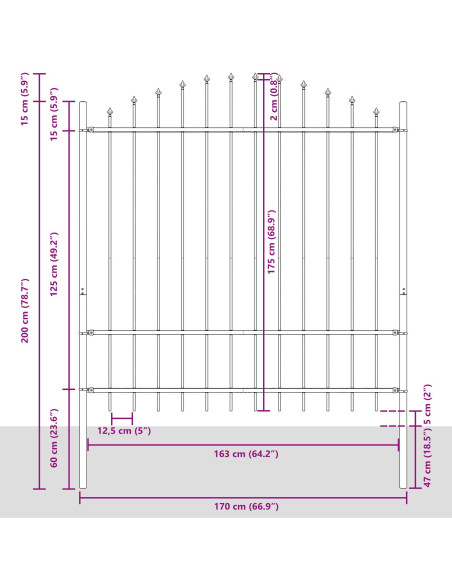 Recinzione da Giardino  con Parte Superiore a Arco Bianca 10,2x1,75 m in Acciaio