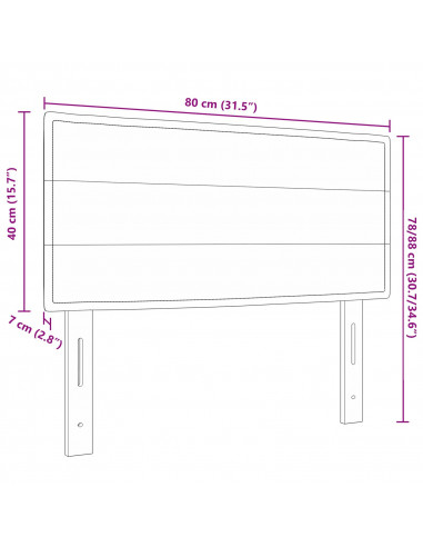 Testiera a LED  Design Lines Marrone Scuro 80 cm Tessuto