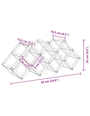 Portabottiglie Rovere Nero 63 x 16,5 x 25 cm