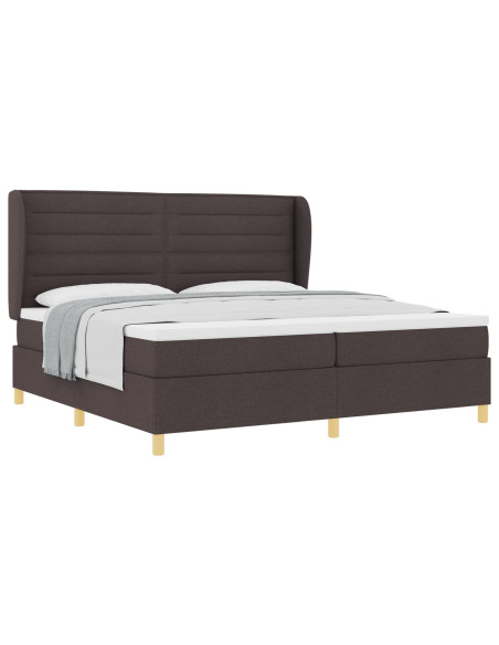 Letto con Doghe e Materasso Marrone Scuro 200x200 cm Tessuto