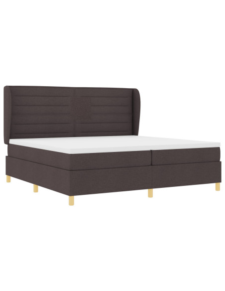 Letto con Doghe e Materasso Marrone Scuro 200x200 cm Tessuto
