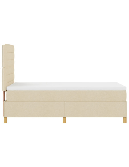 Letto Box Spring con Materasso Panna 90x200 cm Tessuto