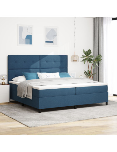 Letto a molle con materasso Blu 200 x 200 cm Tessuto