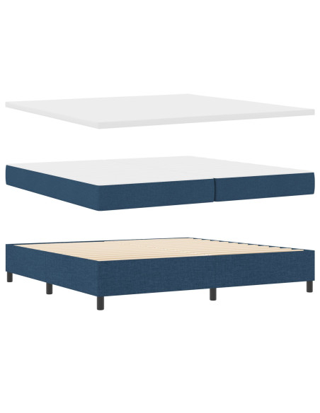Letto con Box Spring  Blu 200x200 cm Tessuto