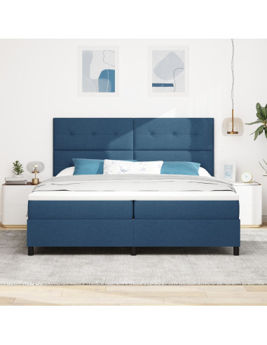 Letto a molle con materasso Blu 200 x 200 cm Tessuto