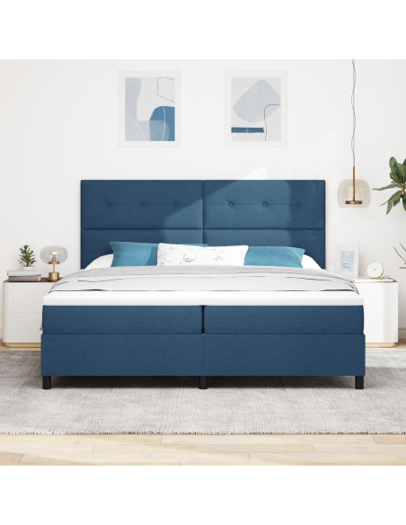 Letto a molle con materasso Blu 200 x 200 cm Tessuto