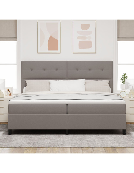 Letto Box Spring con Materasso Taupe 200x200 cm Tessuto