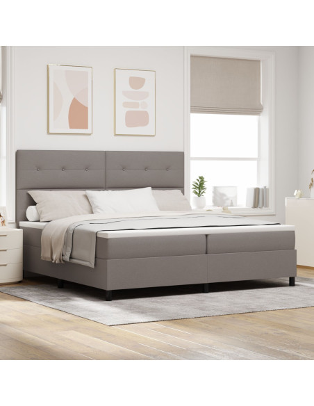 Letto Box Spring con Materasso Taupe 200x200 cm Tessuto