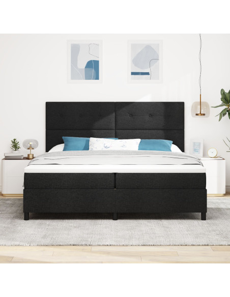 Letto Box Spring con Materasso Nero 200x200 cm Tessuto