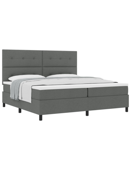 Letto con Box Spring e Materasso Grigio Scuro 200x200 cm Tessuto