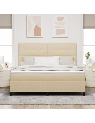Letto a molle con materasso Crema 180 x 200 cm Tessuto
