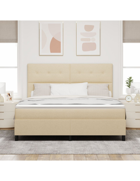 Letto Box Spring con Materasso Crema Super King Tessuto