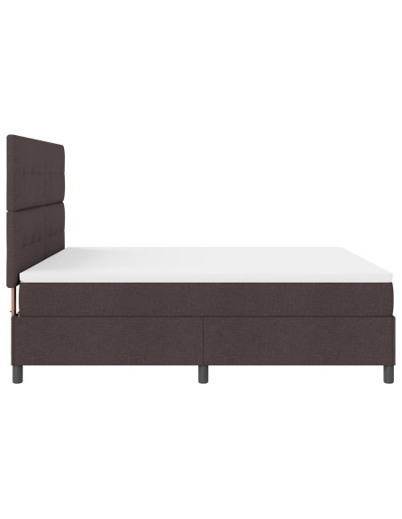 Letto a Molle  con Materasso Marrone Scuro Super King in Tessuto