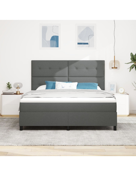 Letto con Rete a Molle Grigio Scuro Super King Tessuto